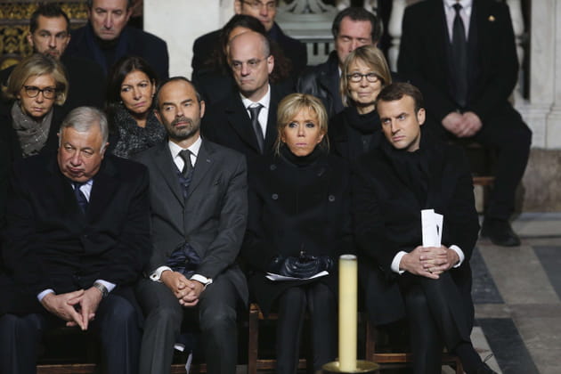 Emmanuel Macron, Brigitte Macron, Edouard Philippe et Gerard Larcher