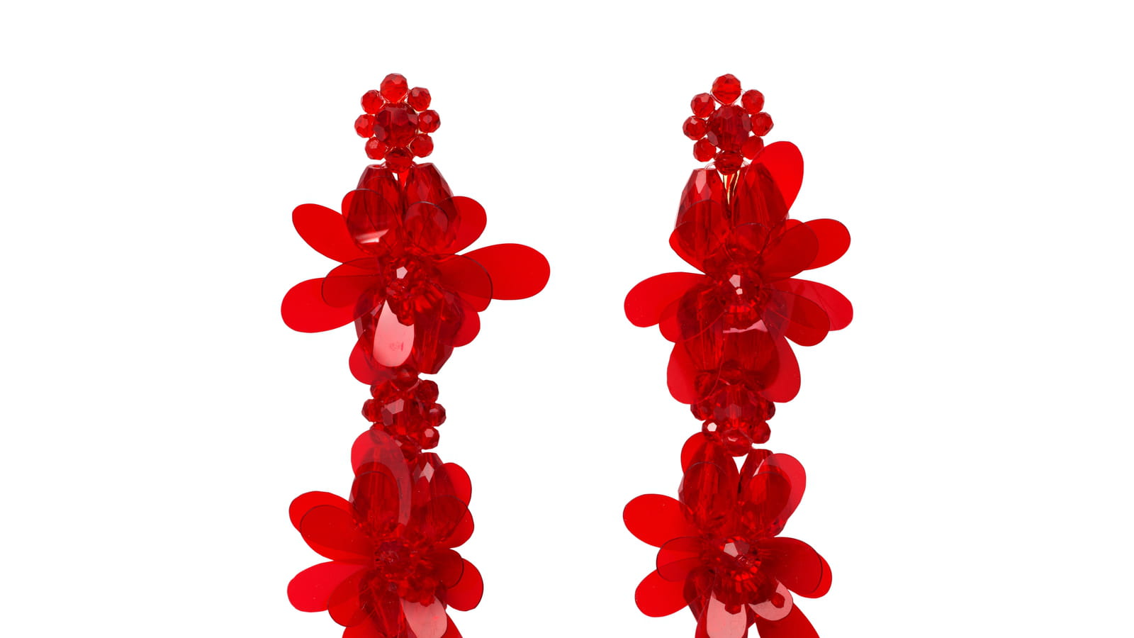 Boucles d'oreilles à perles fleurs rouges 