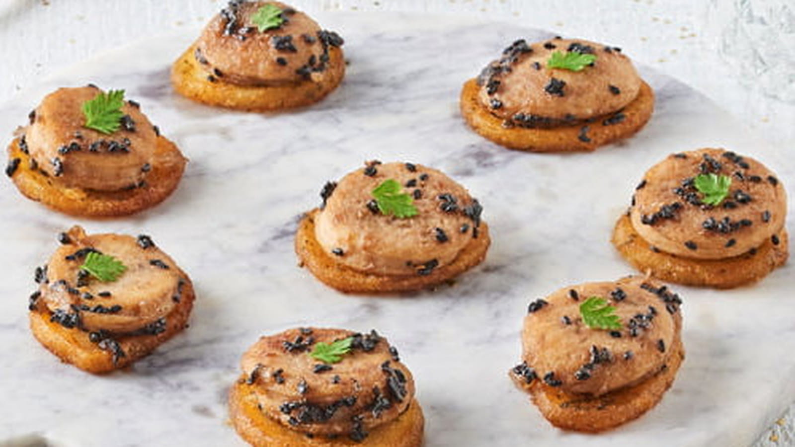 Bouchées de boudin blanc caramélisé à la crème de marron de l'Ardèche