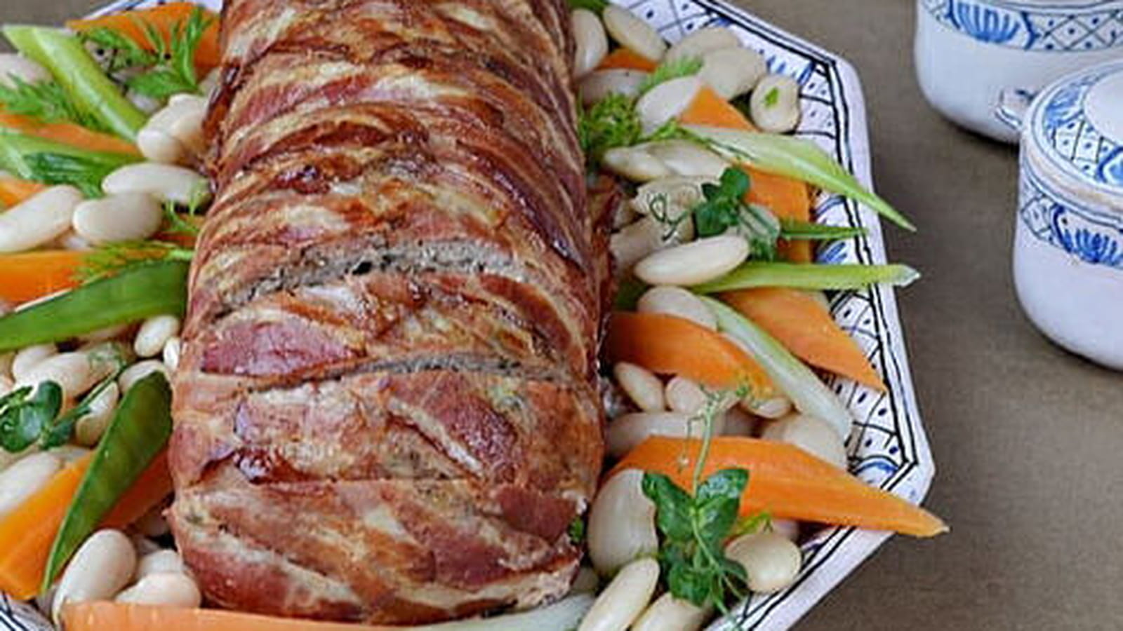 Pain de viande d'agneau, Haricots Tarbais et petits légumes