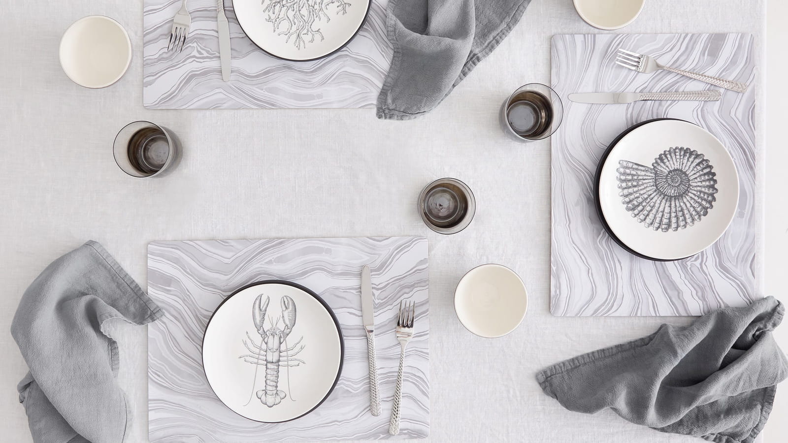 Sets de table effet marbre