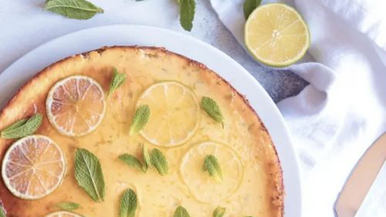 Cheesecake aux citrons verts et menthe fraîche