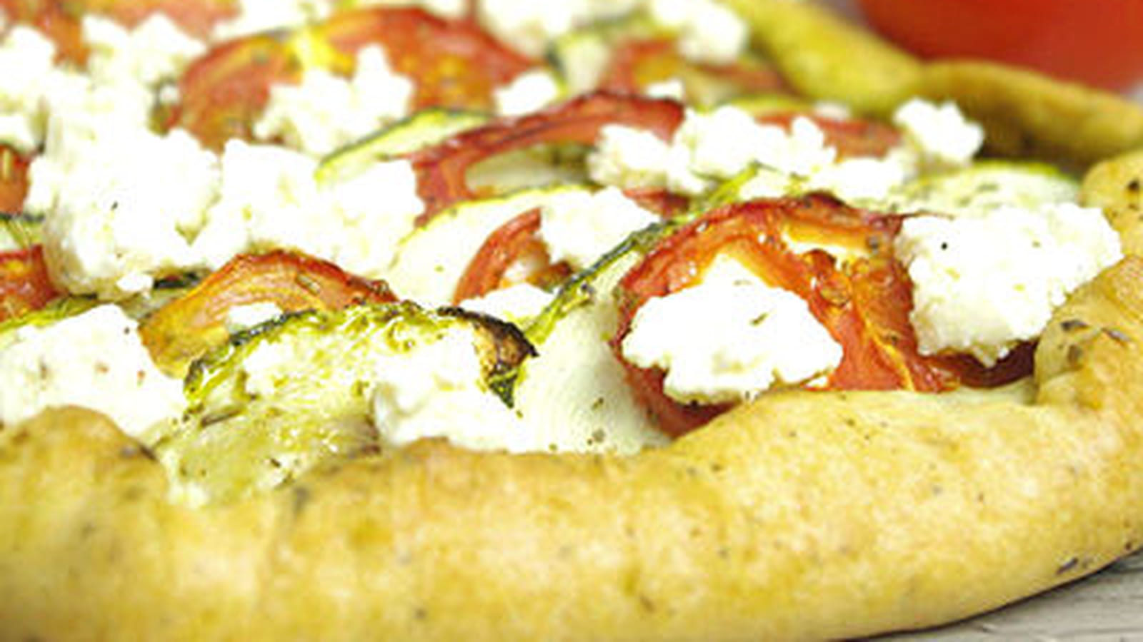 Tarte courgette, tomates, pesto et feta