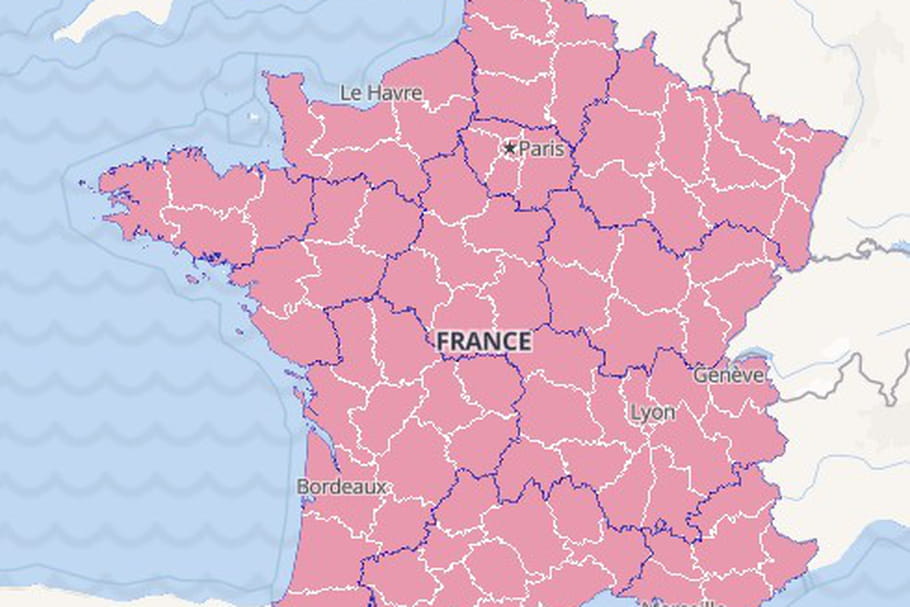 CARTE COVID-19 : France, zone rouge, département, décès, Europe