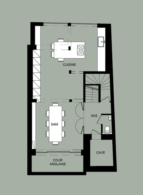 Le plan du rez-de-jardin apr&egrave;s travaux