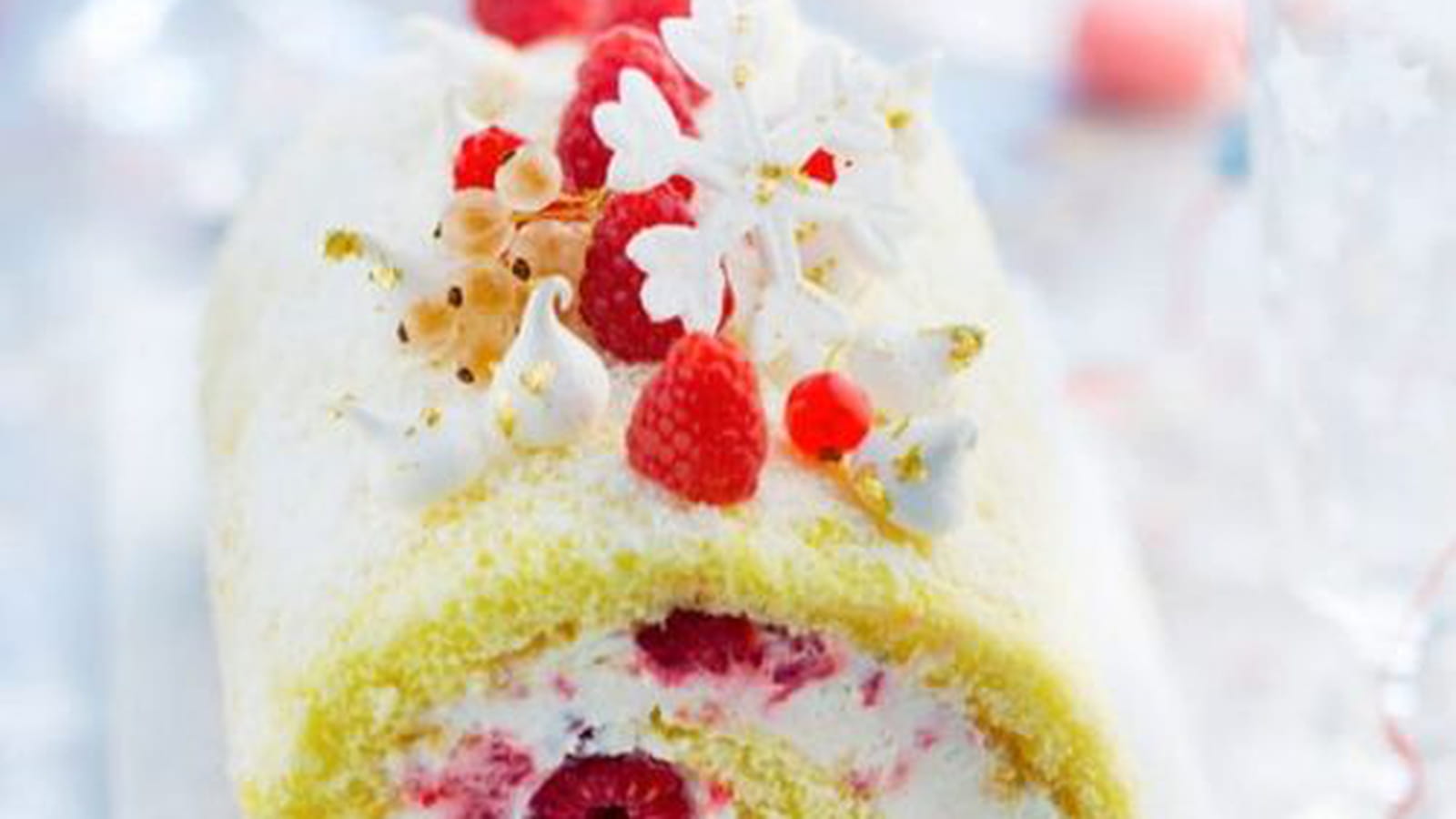 Bûche glacée, crème mascarpone et framboises