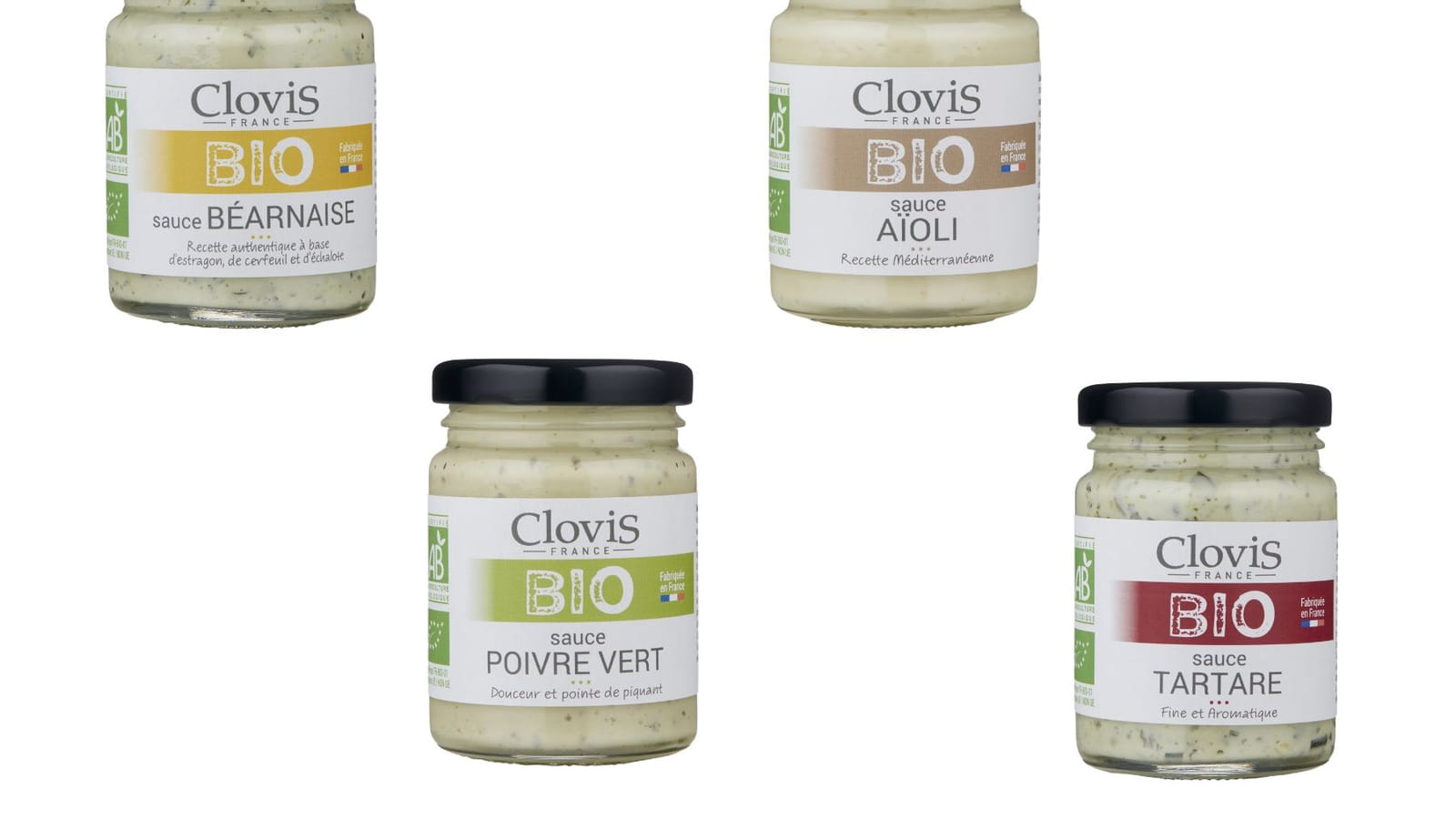 Les sauces béarnaise, aïoli, poivre vert et tartare de Clovis