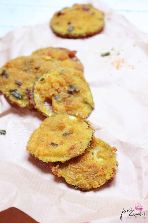 Bouchées apéritives de courgettes panées aux épices indiennes