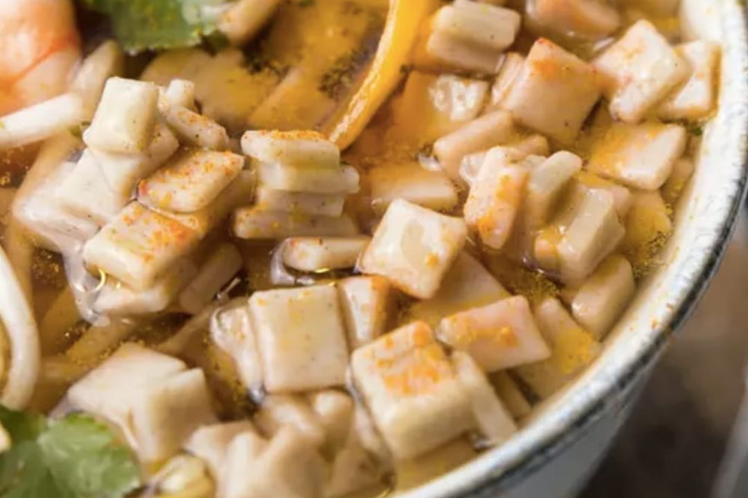 Bouillon asiatique de crozets aux crevettes