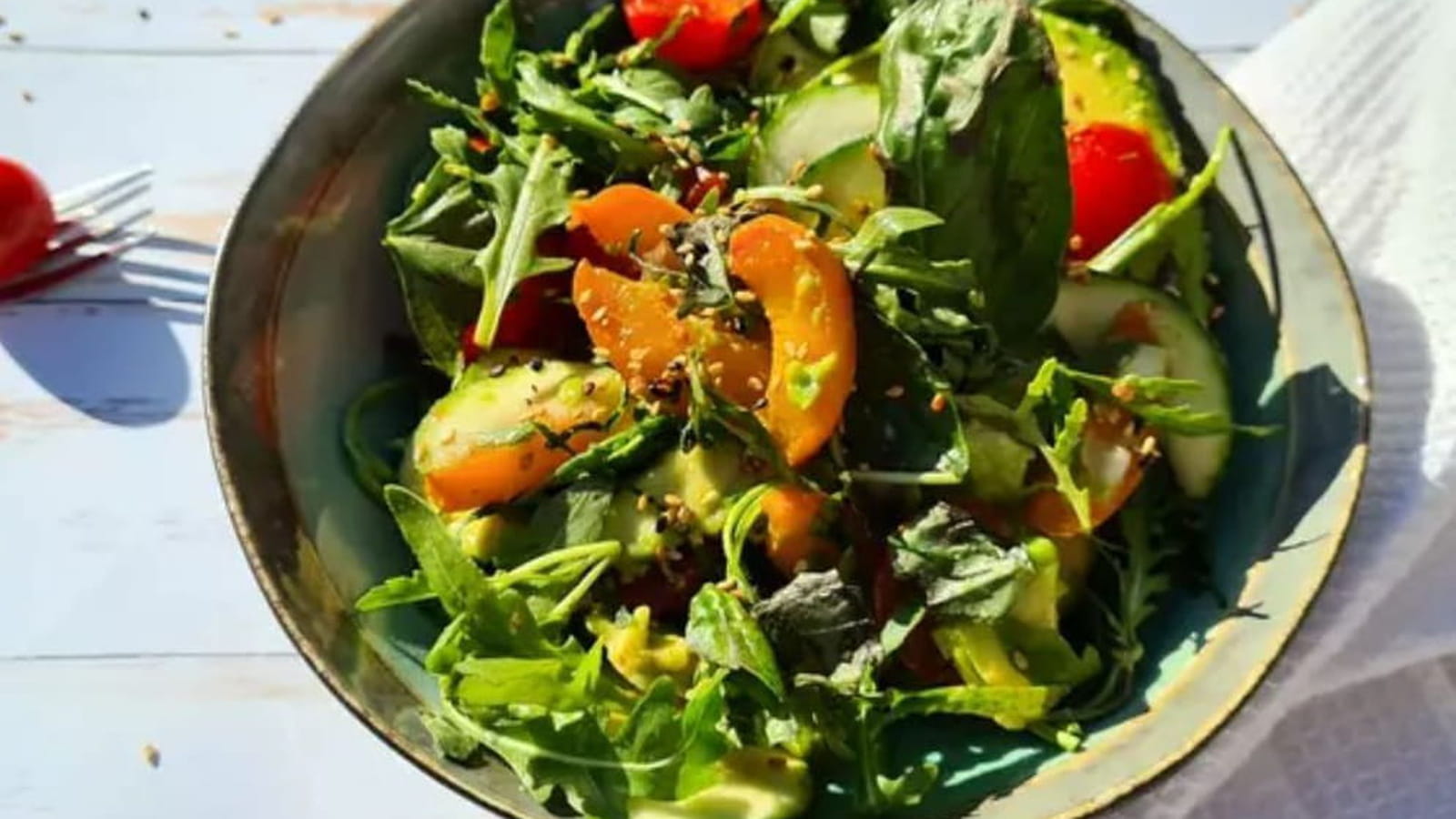 Salade roquette, courgette et abricot