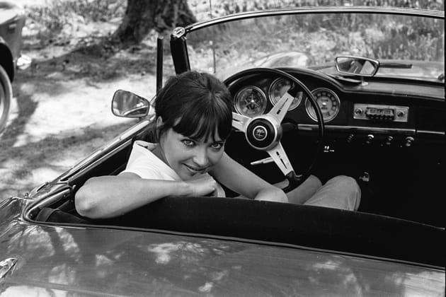 Anna Karina, sur le tournage de "Pierrot le fou" de Jean-Luc Godard, en 1965