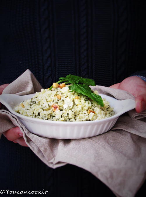 Risotto épinards chèvre noisettes sans riz