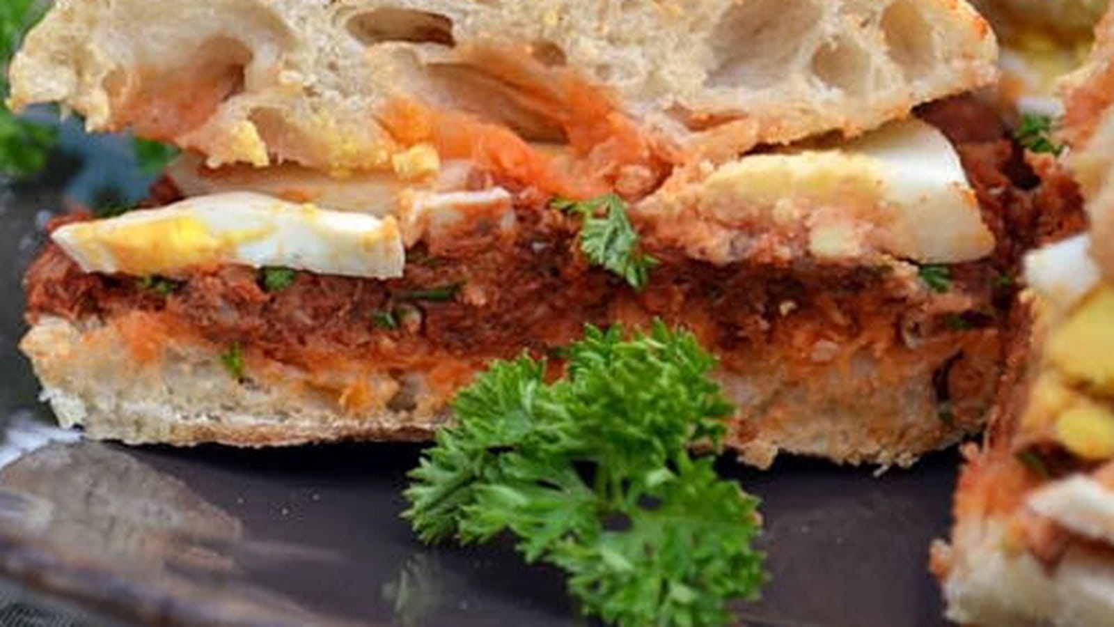 Ciabattina aux sardines et oeufs durs