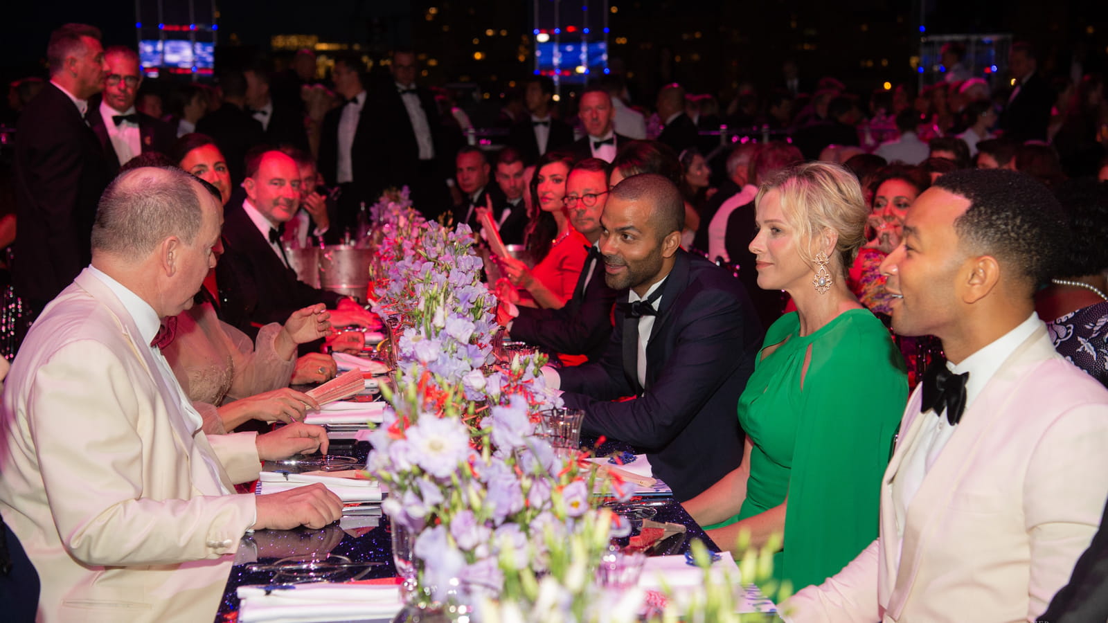 Le Prince Albert II, son épouse, John Legend et Tony Parker