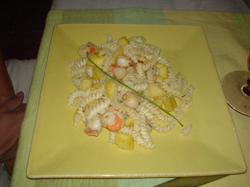 Pâtes tièdes aux coquilles Saint-Jacques