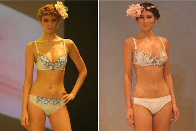 Parure blanche et bleue de Fidelia et ensemble blanc en dentelle d'Expose Beauty