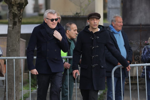 Laurent Ruquier et Steevy Boulay aux obsèques d'Isabelle Mergault