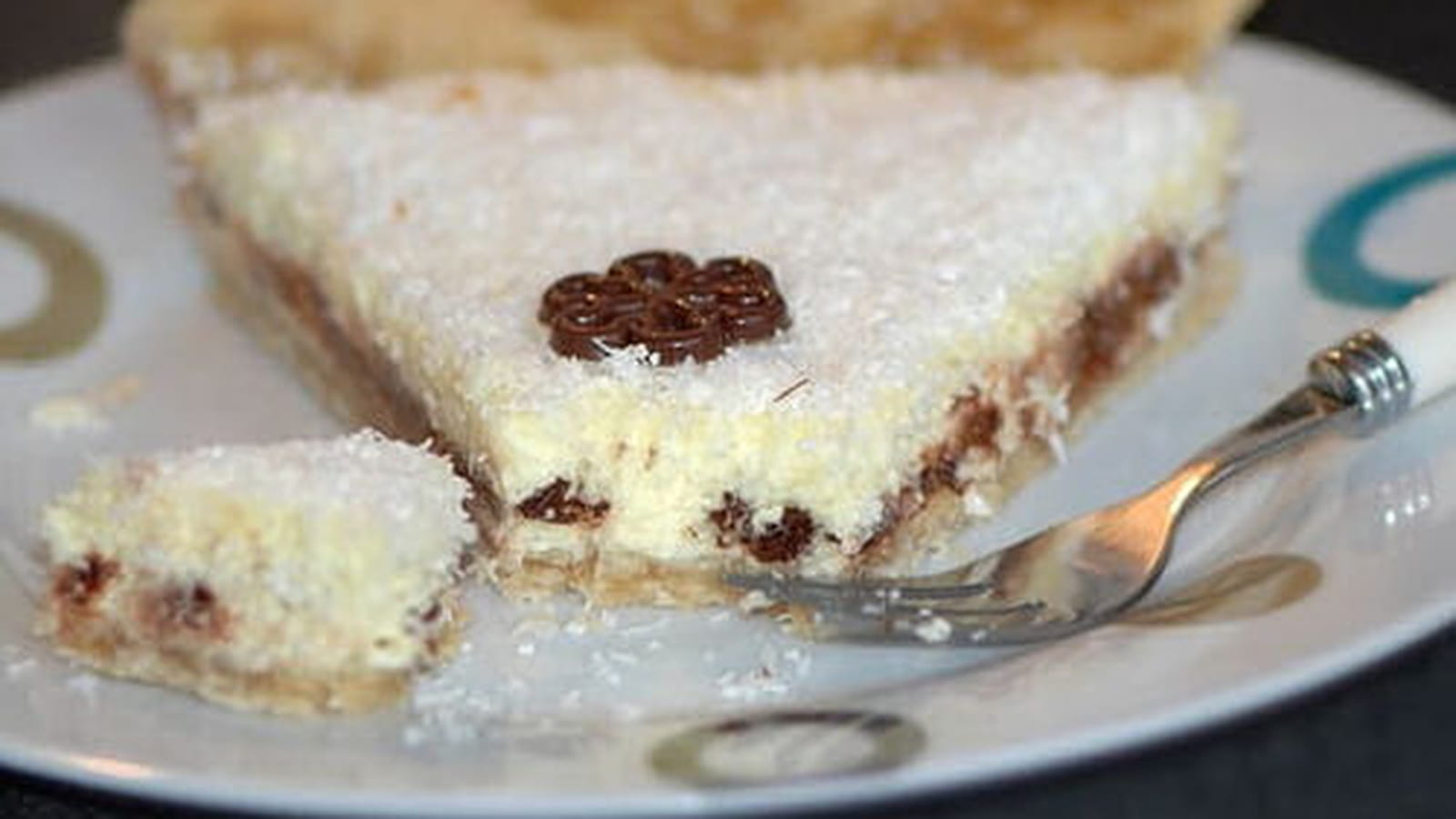 Tarte au fromage blanc, noix de coco et pépites de chocolat