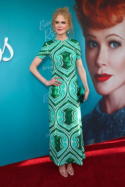 Nicole Kidman en robe à motifs vert d'eau