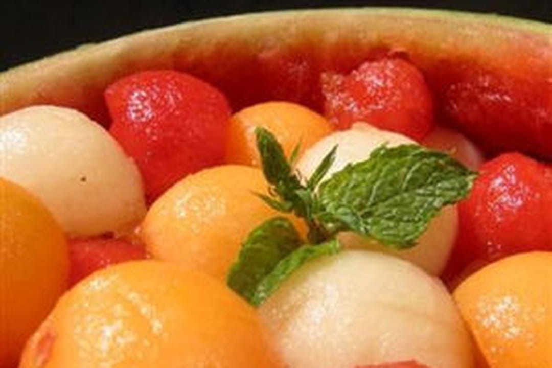 Mélimélo de melons et pastèques à l'eau de rose