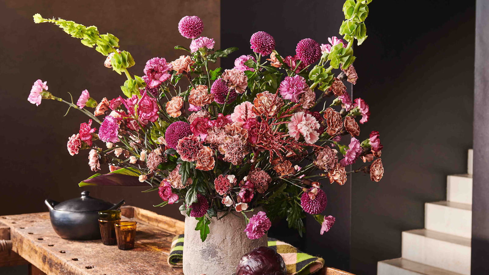 Bouquet rose et vert 