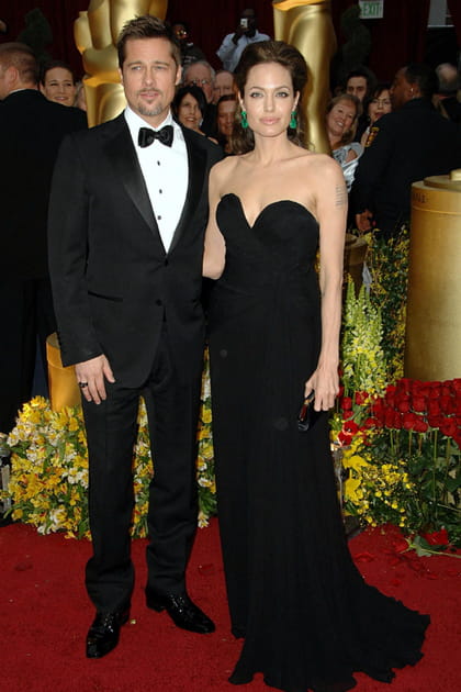 Angelina Jolie&nbsp;en robe bustier noire Elie Saab