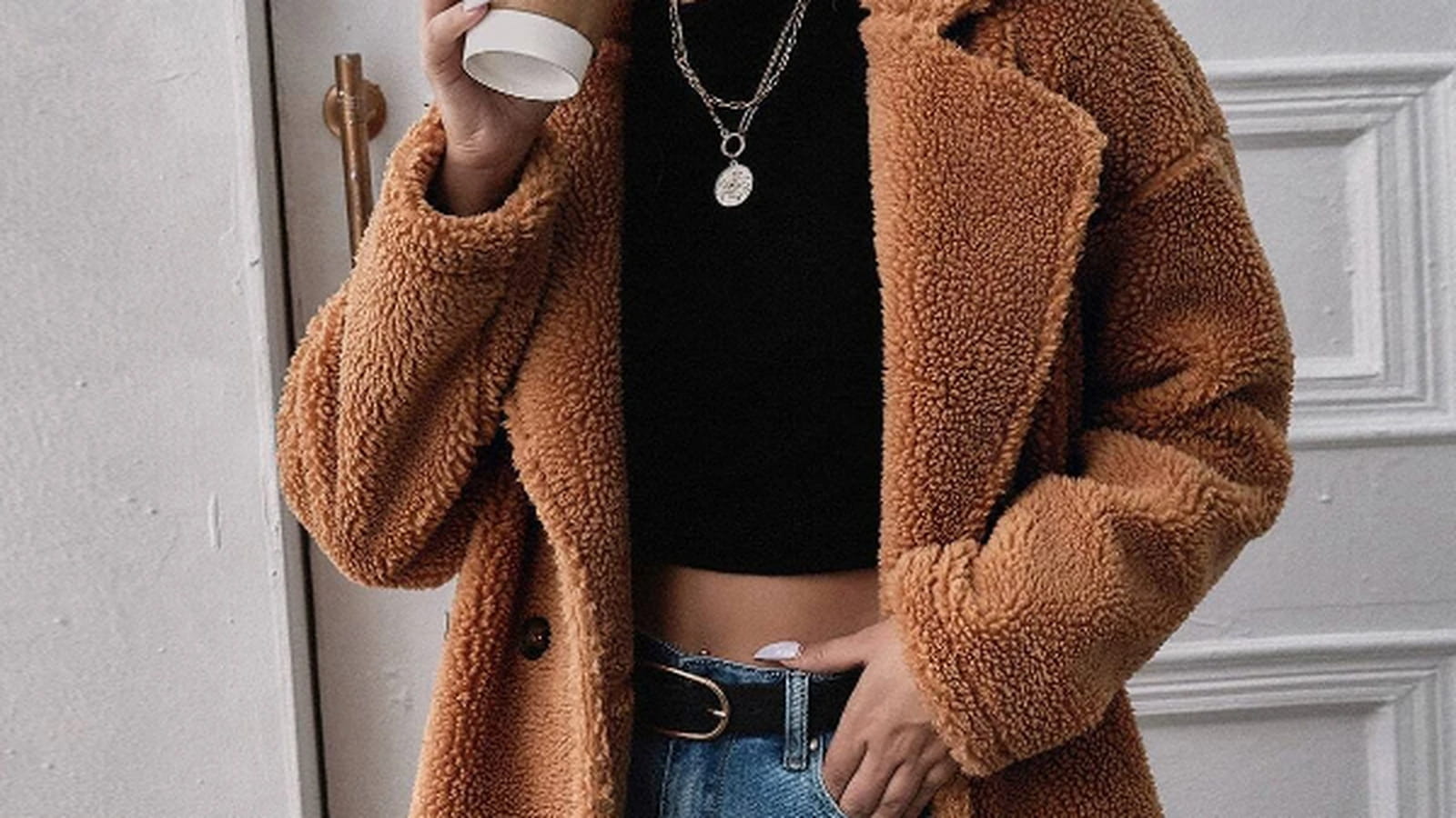 Manteau en fausse fourrure Romwe