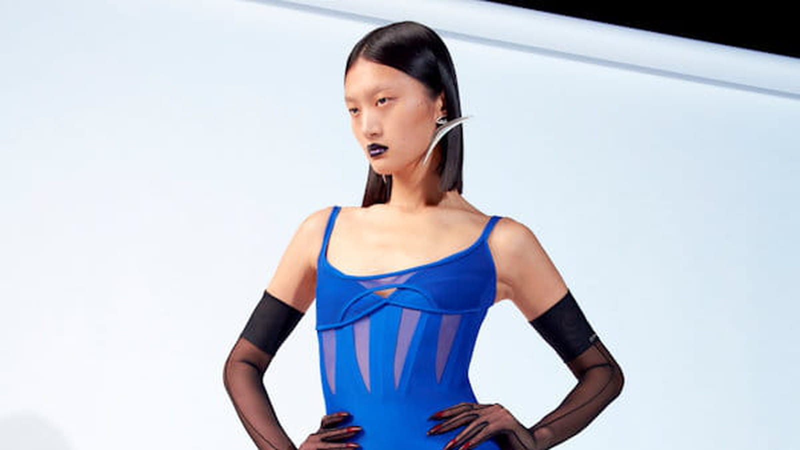 Robe courte bleu électrique Mugler H&M