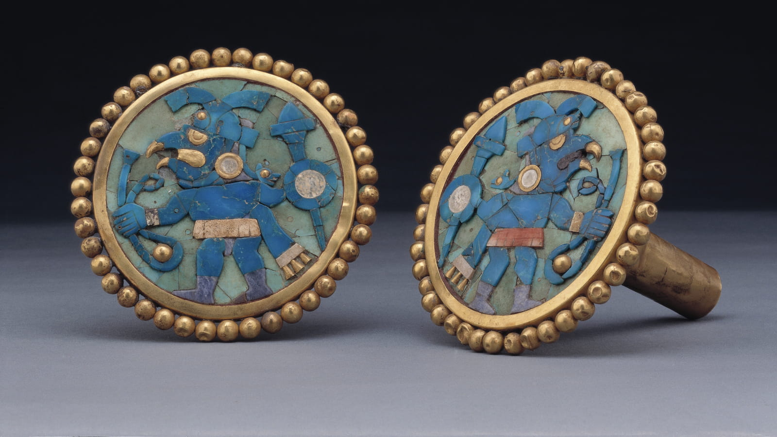 Boucles d’oreilles avec mosaïque de l’oiseau-guerrier