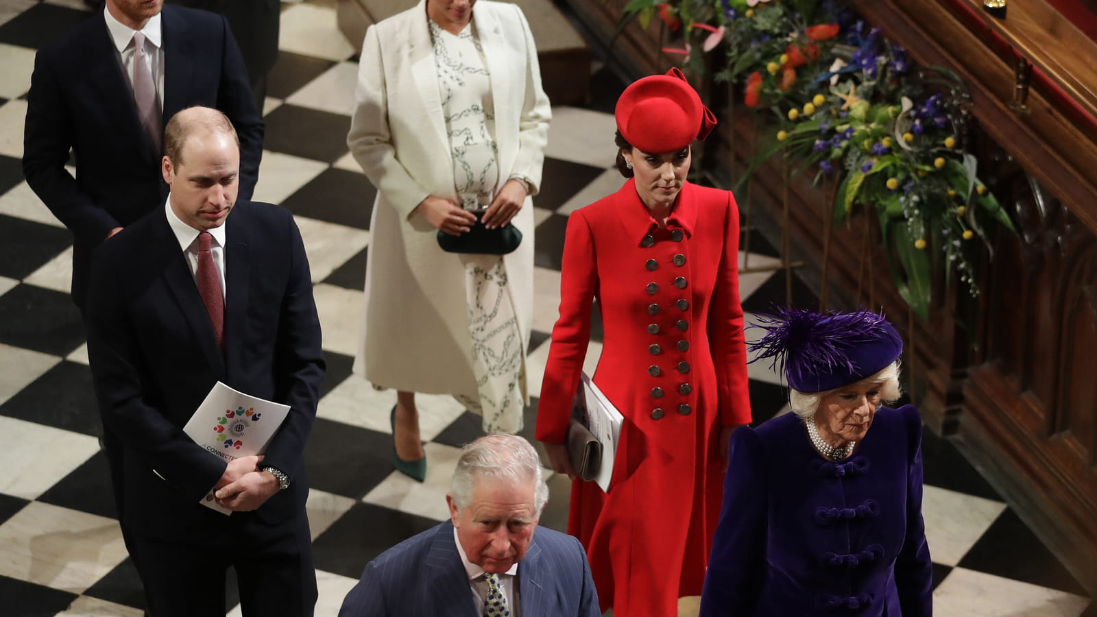 Le Prince Charles, Camilla Parker Bowles, les Prince Harry et William, Kate Middleton et Meghan Markle