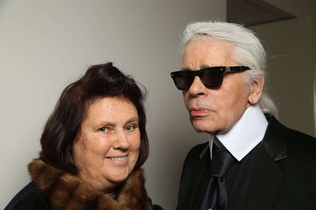 Suzy Menkès et Karl Lagerfeld au défilé Fendi