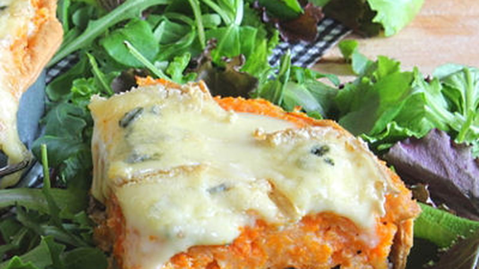 Tarte hachis parmentier, carottes et fromage bleu