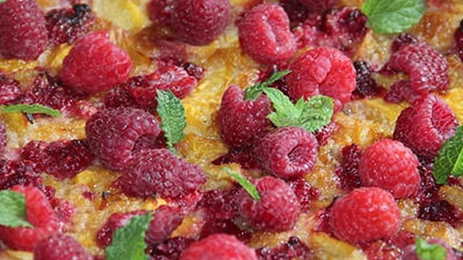 Tarte aux pêches et framboises