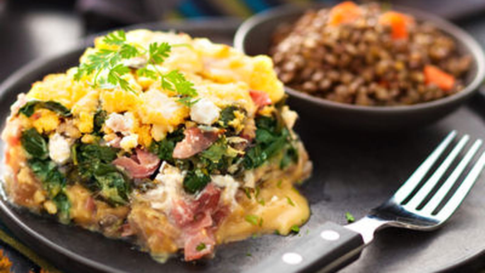 Gratin de blettes au chèvre frais et Bresaola