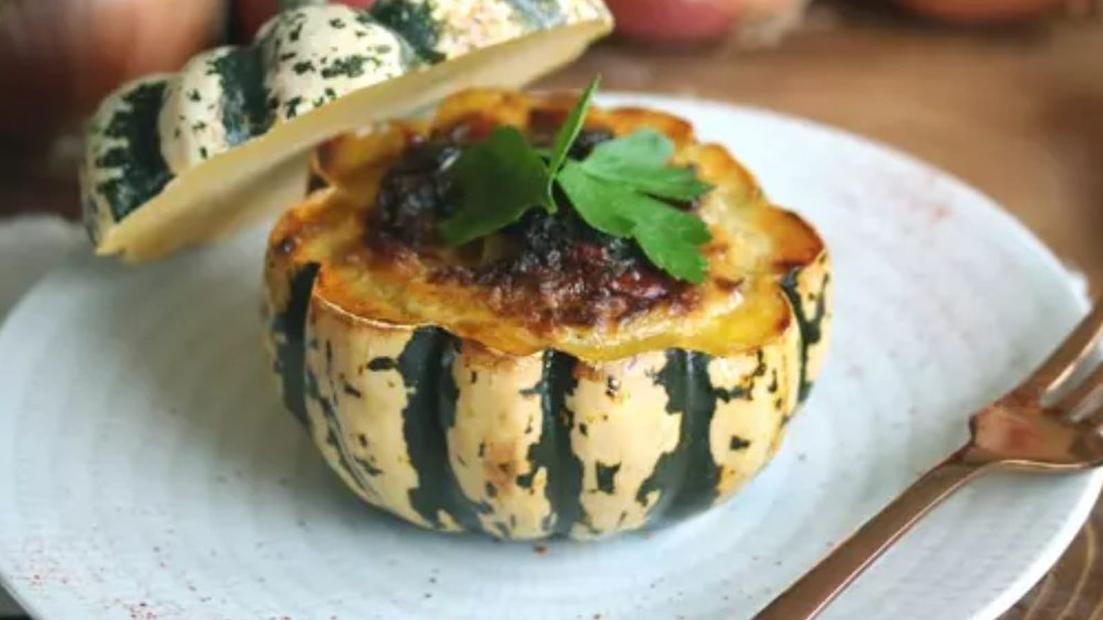 Courges patidou farcies à la viande hachée de veau et au comté