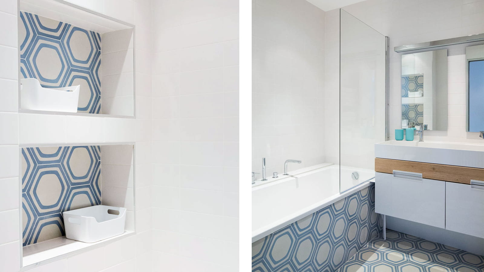 Salle de bains bleue