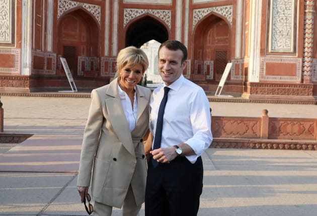 Emmanuel et Brigitte Macron au Taj Mahal, Agra