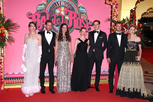 Charlotte Casiraghi, Andrea Casiraghi, Tatiana Santo Domingo, Alexandra de Hanovre, Ben Sylvester Strautmann, Pierre Casiraghi et Beatrice Borromeo au Bal de la Rose 2023