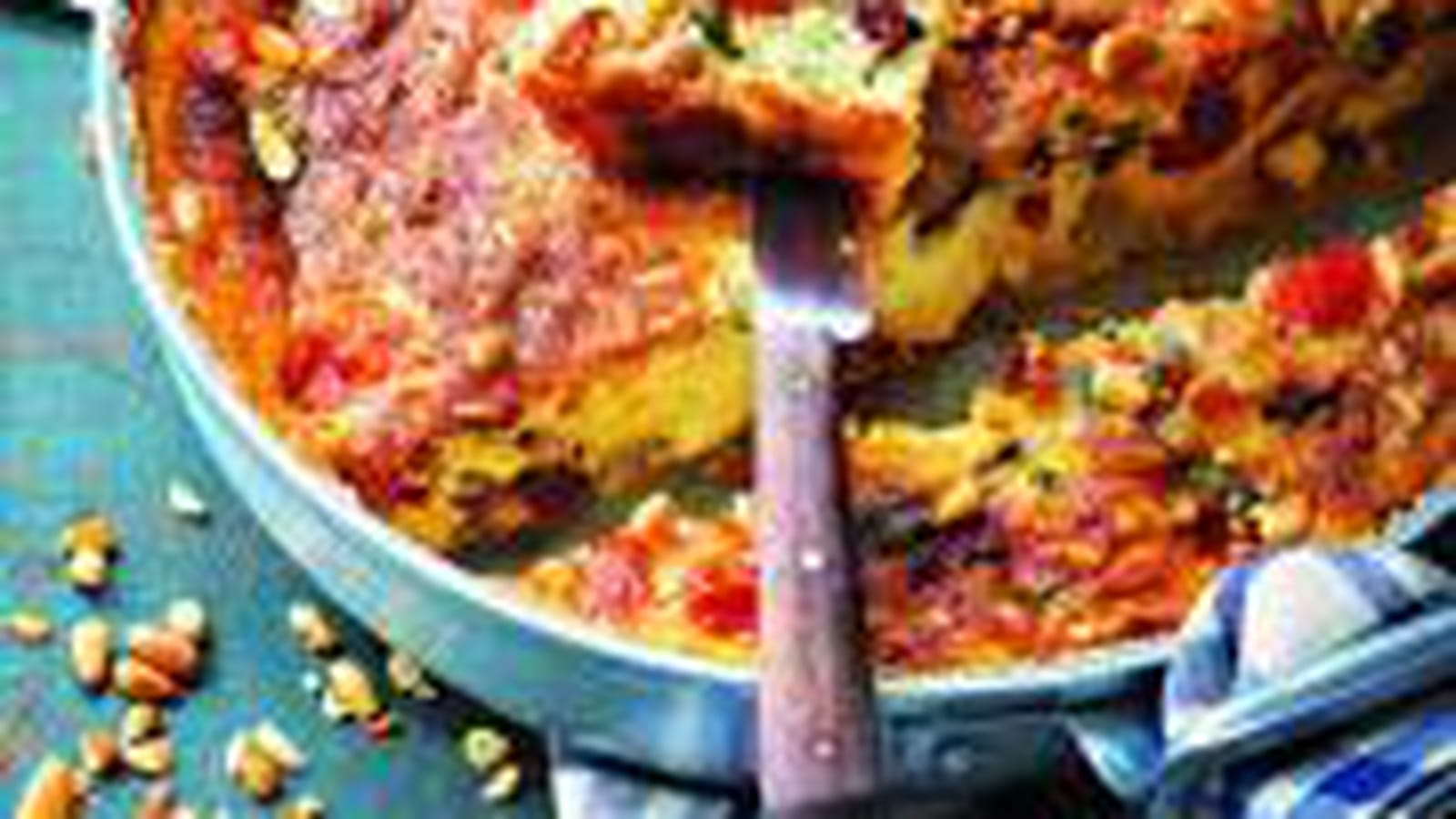 Clafoutis de tomates cerise, mozzarella et pignon