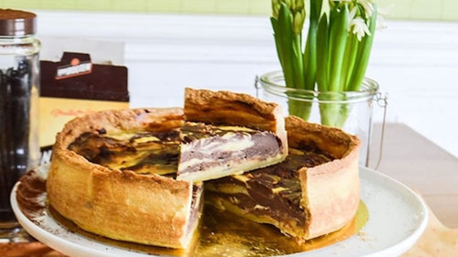 Flan pâtissier marbré chocolat et vanille