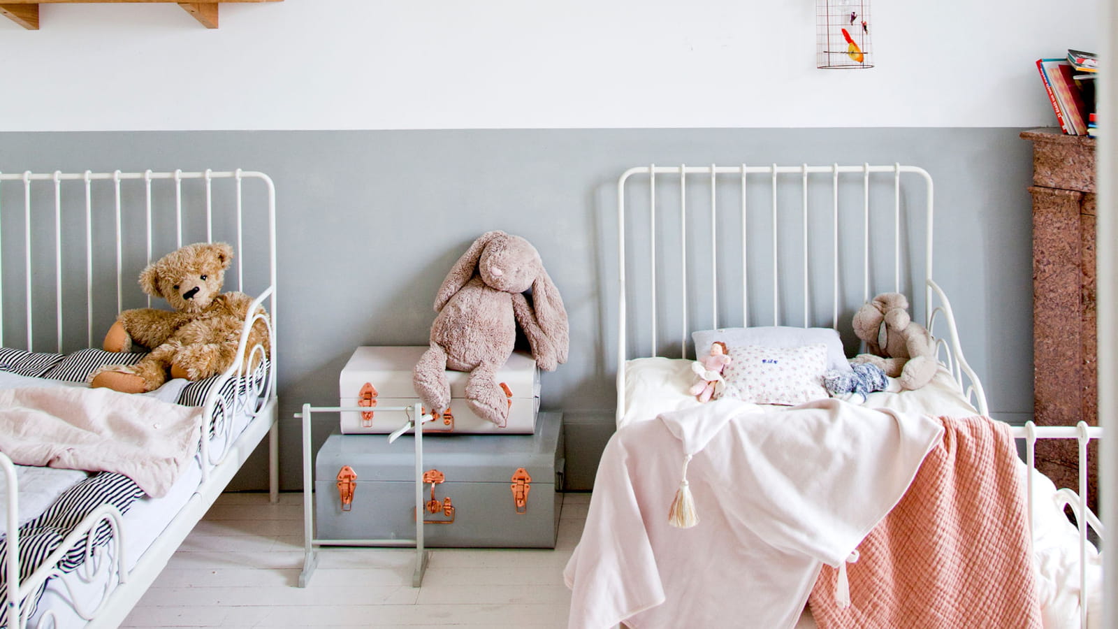 Chambre mixte en gris