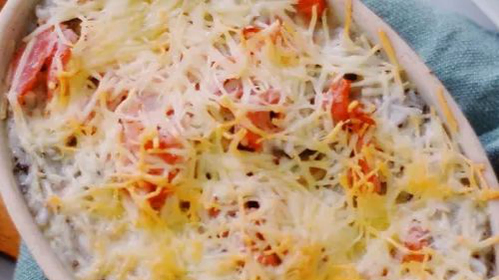 Gratin de riz et jambon blanc