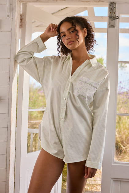 Bloom & Stripe Shirt Romper