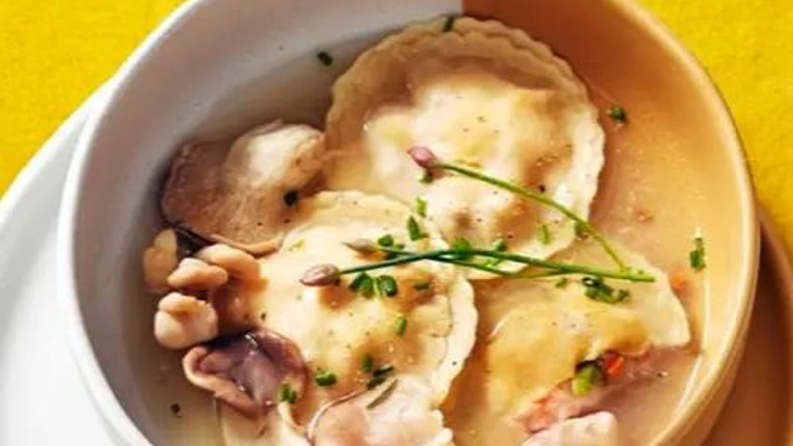 Ravioles de langoustines aux pleurottes