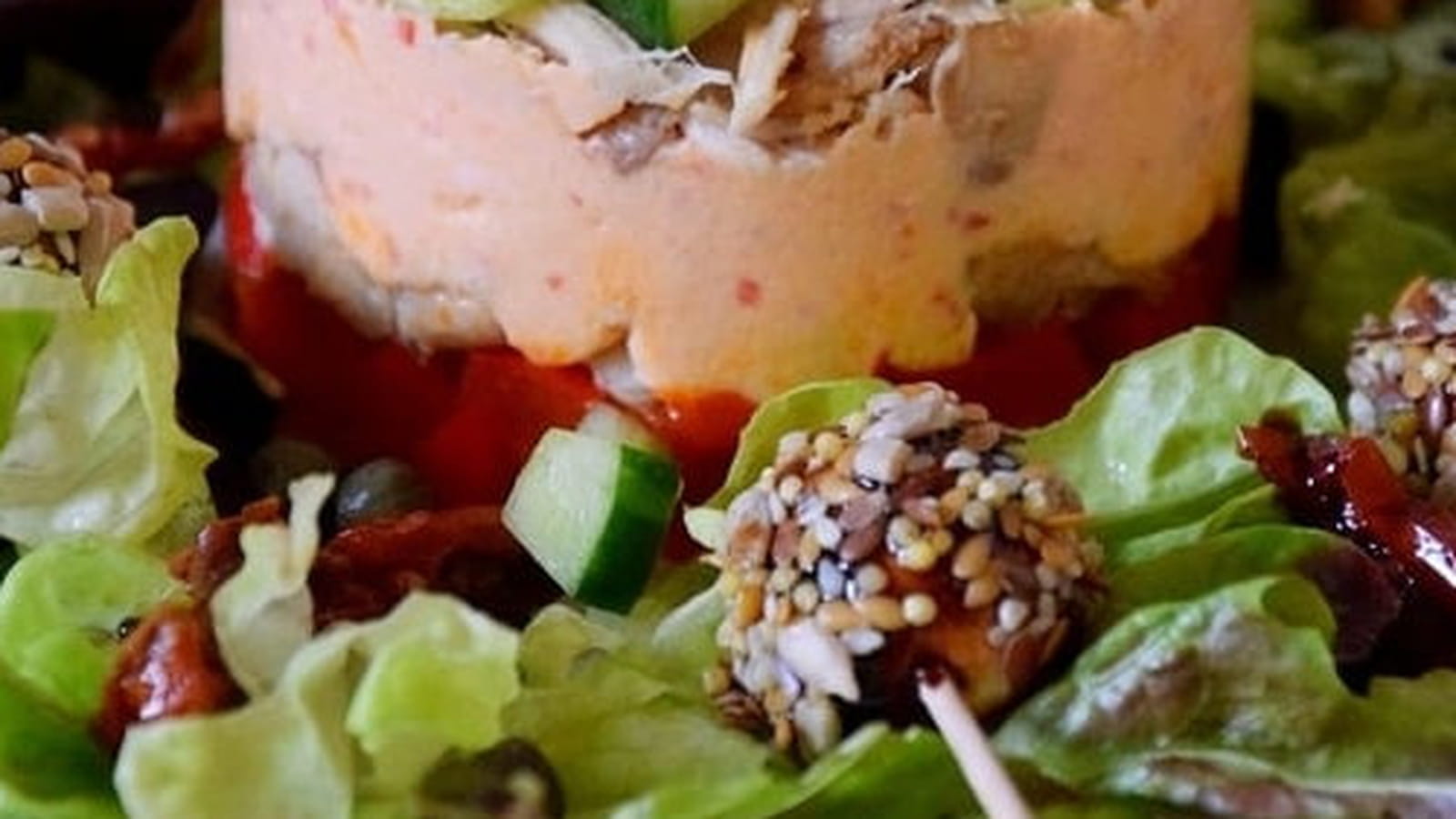 Terrine de poivrons et poulet ricotta au pesto rosso