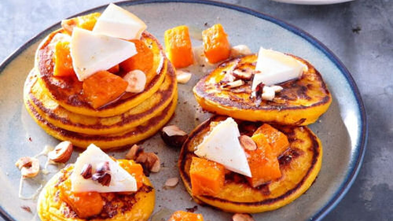 Petits pancakes à la courge butternut rôtie et charolais AOP