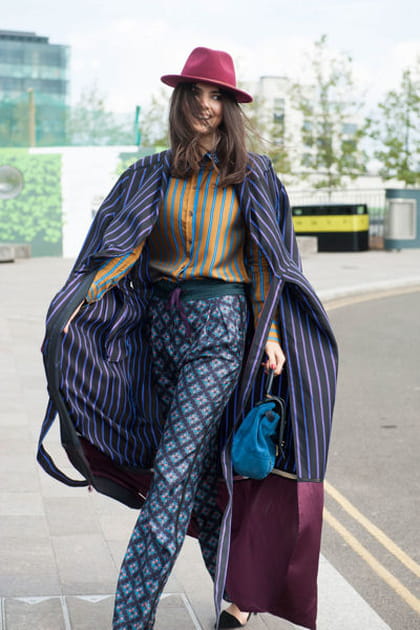 Street looks fashion week Londres : mix d'imprimés
