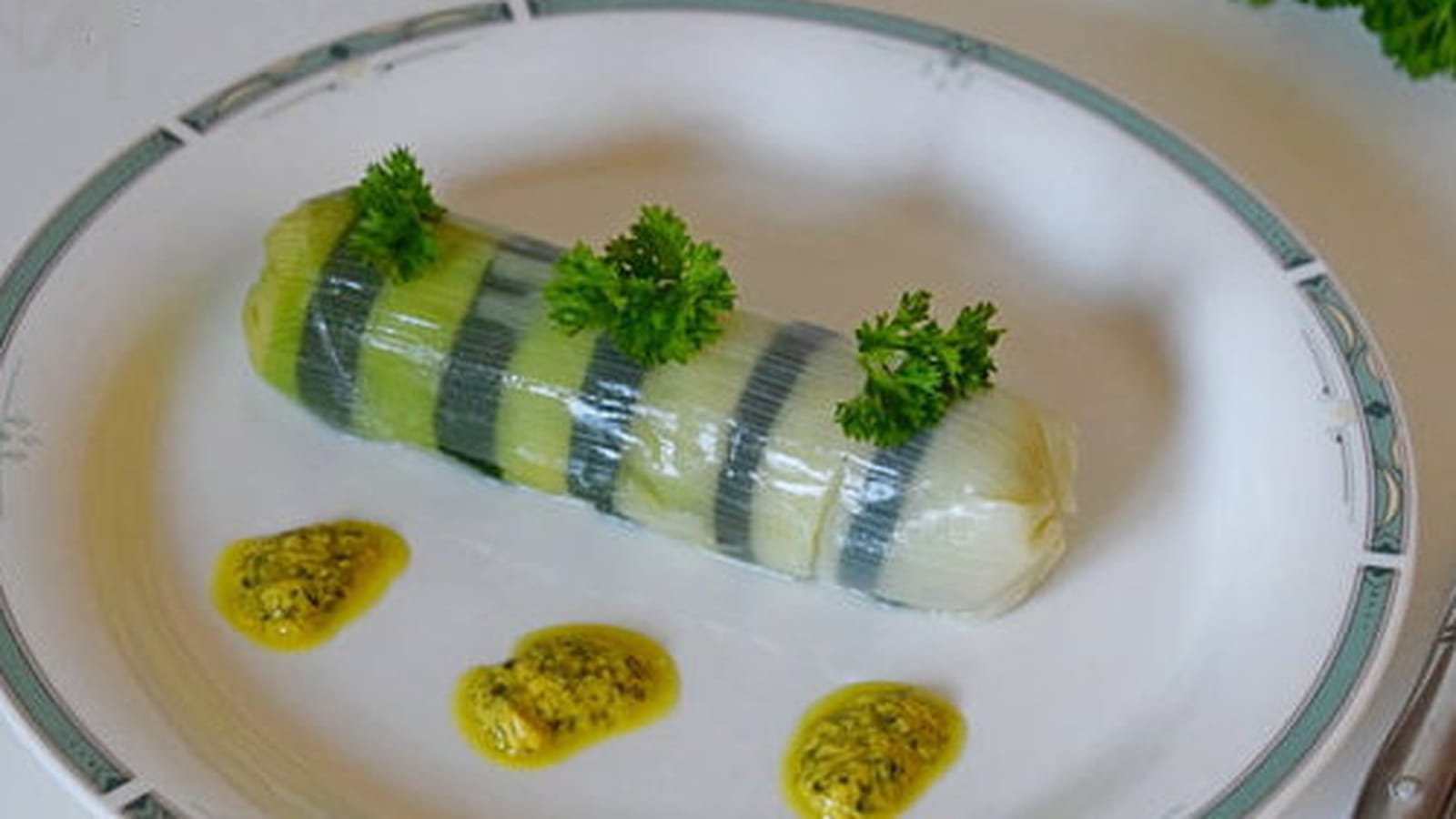 Poireau vinaigrette revisité en cannelloni