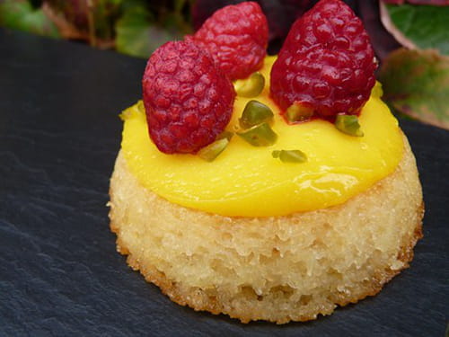 Fondant amande-amaretto, crème au citron