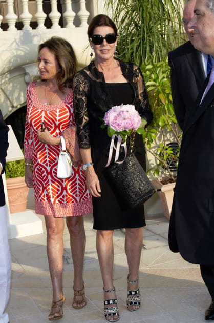 Caroline de Monaco en robe noire en dentelle